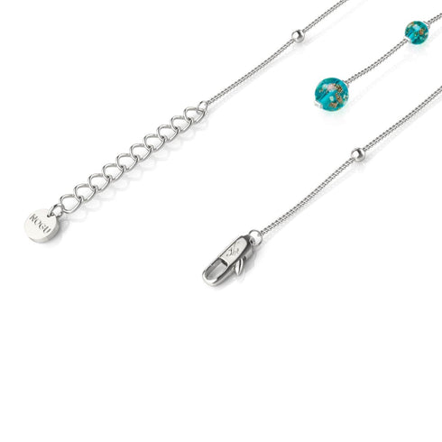 Sarcelle | Argent | Suspension double cascade de verre Firefly